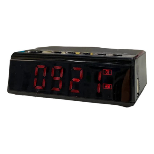 Reloj Despertador Fm/usb/bt Con Pantalla Led Y Alarma Color Negro