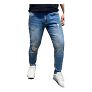 Pantalón Jeans Elasticado Semipitillo Rasgado Destroyed