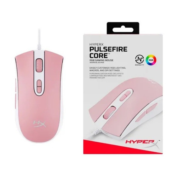 Mouse Gaming Hyperx Pulsefire Core White/pink Color Blanco y Rosa