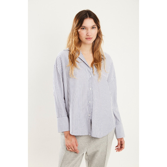 Camisa Oversize Oxford Puños Ancho Midnight Blue Koxis Mujer