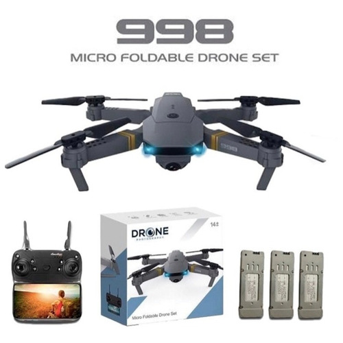 Drone 998 Plegable Con Camara Ideal Para Principiantes Combo 3 Baterias ONE PIXEL Color Negro