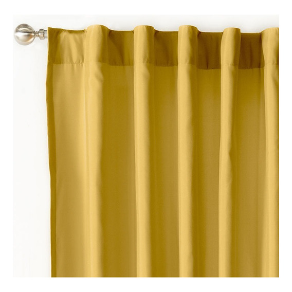 Juego De Cortinas Viasoft Largas 2.30m X 3m Ancho, Vianney Color Mostaza