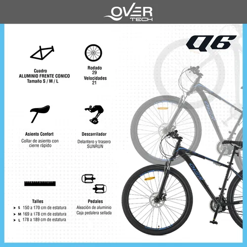 Mountain bike Overtech MTB OV Q6 2023 aro 29 S 21v freios de disco