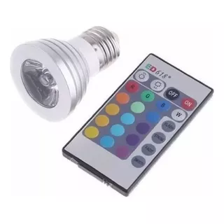 100 Lâmpadas Led Dicroica Rgb 3w Colorida Controle Remoto