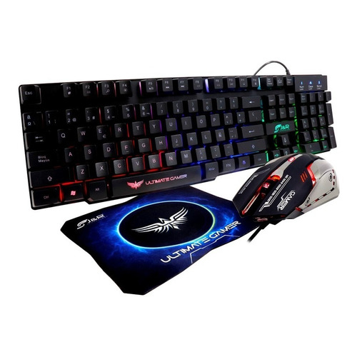 Combo Teclado Mouse Pad Mouse Gamer Para Pc 3 En 1 Color del mouse Negro Color del teclado Negro