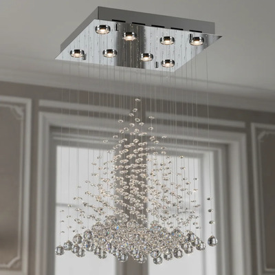 Colgante Estratos 4010/8 Gu10 8luces 50x50 80cm Caireles Y Base Cromada