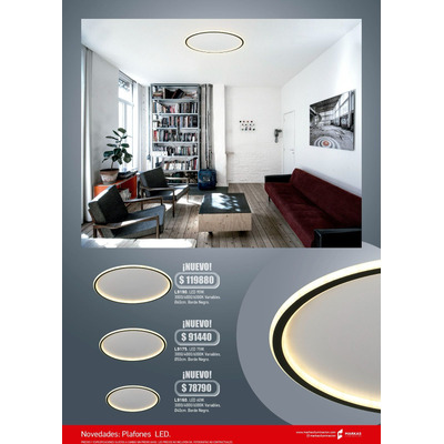Plafon Led Moderno Borde Negro Redondo L9175 50cm Mks 