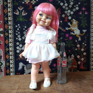 Boneca Gui Gui Ideal Toy 1966 Antiga Cabelo Pink Rara 45 Cm