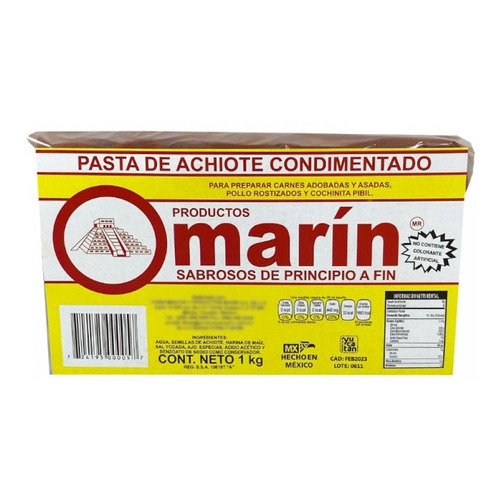 Pasta Para Achiote Artesanal Marca Marín 1kg Yucateco