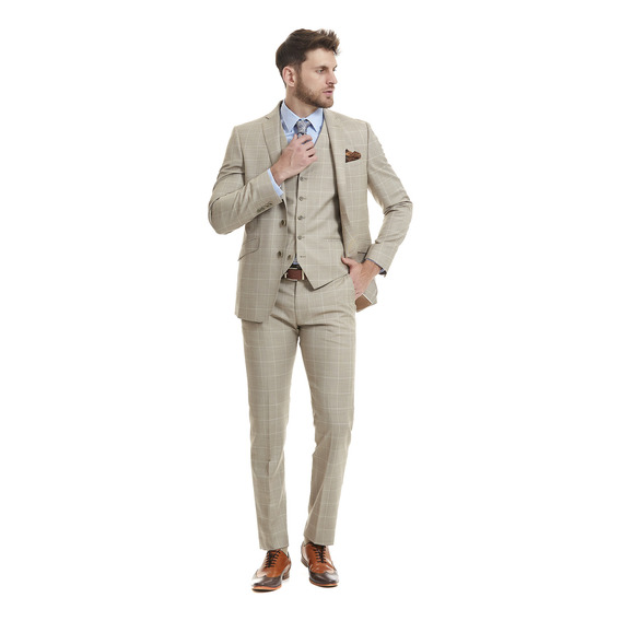 Traje Hombre Cuadros Slim Fit Recto Vittorio Forti