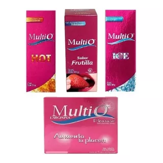 Multio Combo Gel Íntimo Pleasure Hot Ice Frutilla X4 ¡envio!