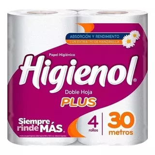 Nuevo Higienol Plus 30mt Doble Hoja X 4 Unidades M A F