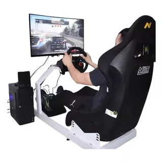 Simulador Carreras Con Volante Pedalera Butaca Y Tv De 32 