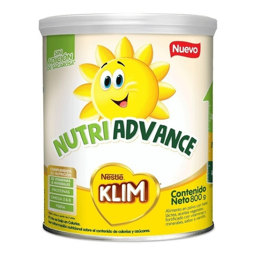 Leche de fórmula en polvo Nestlé Klim Nutriadvance en lata de 1 de 800g - 2  a 8 años