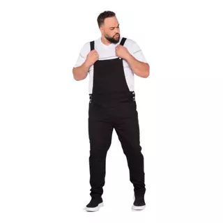 Macacão Masculino Sarja Preto/tam Grandes/plus Size 48 Ao 54