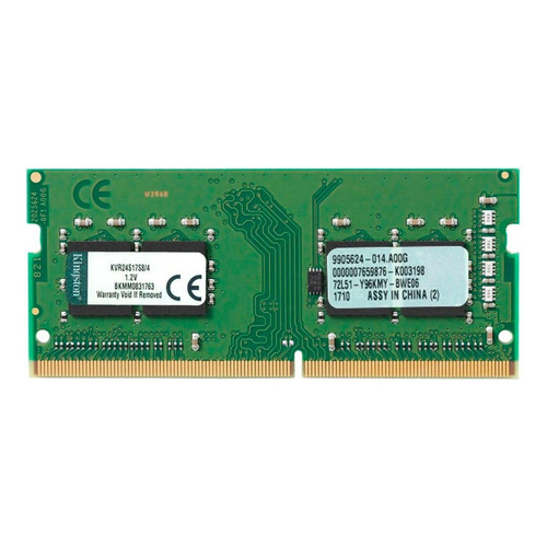 Memoria RAM ValueRAM color verde 4GB 1 Kingston KVR24S17S8/4
