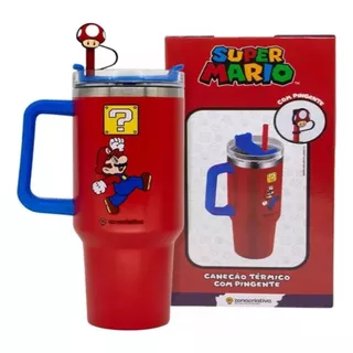 Canecão Copo Térmico Tumbler Bebida 12 H Super Mario