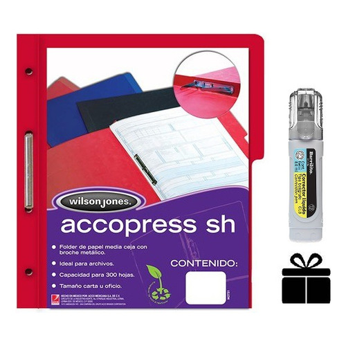 Folder Con Broche Accopress Sh Carta Rojo C/10pzs