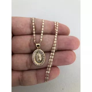Cadena Planchada Y Medalla De Virgen Guadalupe Oro Puro 10k