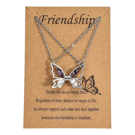 Collares Mariposas Mejores Amigos Bff Iman Set Pack Pareja