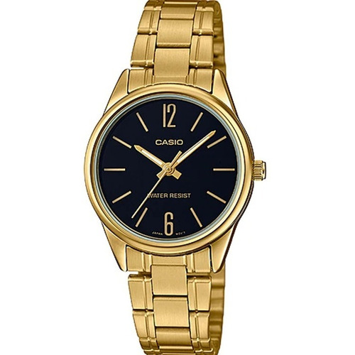 Reloj Casio Ltpv005 Mujer Dorado Negro Watchsalas* Full Correa LTP-V005G-1B