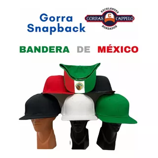 Paquete 10 Gorras Planas Con Bandera De México Color A Elegi