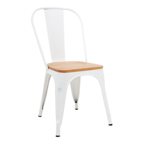 Silla Tolix Comedor Metal + Madera Blanca - Mundo Trabajo Color de la estructura de la silla Blanco