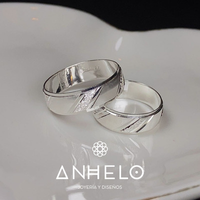 Anillos De Plata 925 Matrimonio Argollas Caramelo 2 Piezas