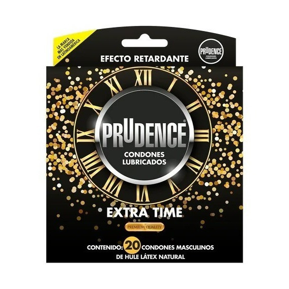 Paquete con 20 condones prudence extra time con retardante