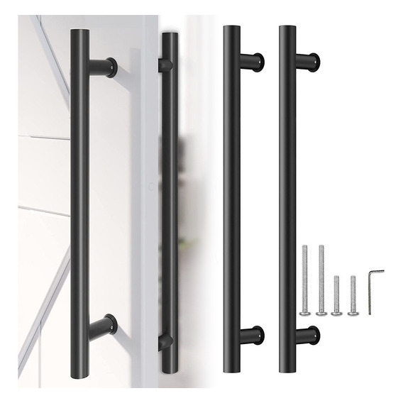 Manillon Doble Acero Inoxid 100cm Para Puerta Madera Cristal