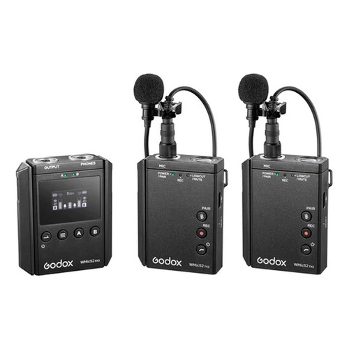 Sistema De Micrófono Godox Vmics2 Uhf Para 2 Personas Color Negro