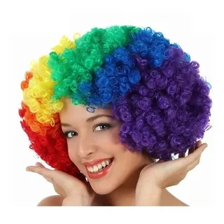 10 Pelucas Afro Payaso Colores Cosplay Arcoiris Fiesta Disfr