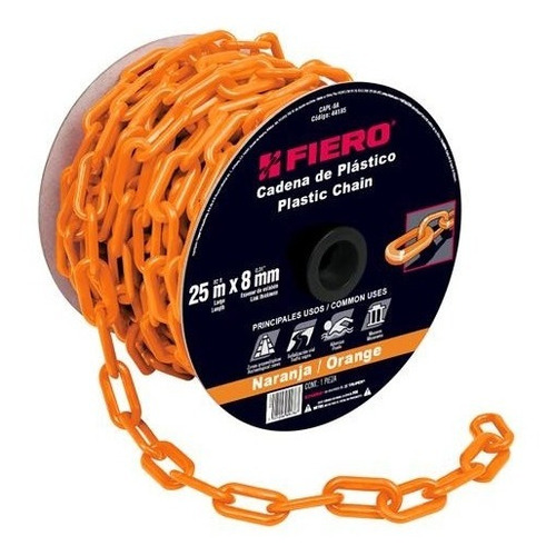Cadena Plastica 8 Mm X 25 Mt Naranja Fiero 44185 Color Naranja claro