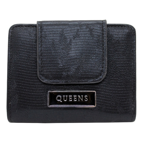 Queens Billetera Mujer Cuero Sintético Qw23 Small Plateado Color Qw23small-negro