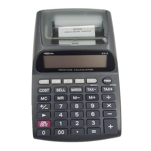 Calculadora Impresora De Escritorio Exaktus Er-8 12 Digitos Color Negro