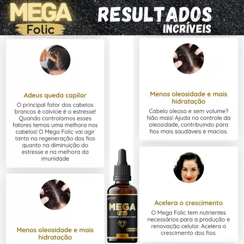 Mega Folic 30ml Acabe Com Os Fios Brancos Original 1 Frasco