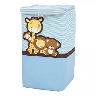 Cesto Multi Usos Para Bebe Juguetes Ropa Pañales Blue Safari Color Azul Diseño De La Tela Estampado