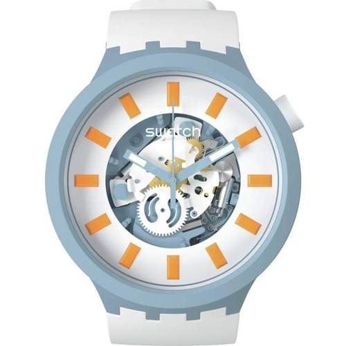 Reloj Swatch Big Bold Blite Sb03n101 Color Original Color de la correa Blanco Color del fondo Blanco