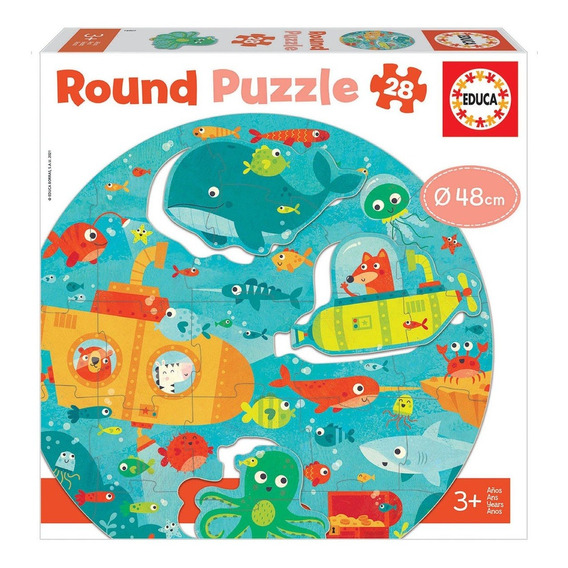 Educa Puzzle Redondo Infantil Bajo El Mar 28 Piezas Febo