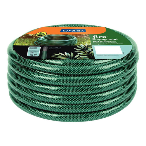 Manguera flexible de PVC Tramontina de 3 capas, 15 m, color verde