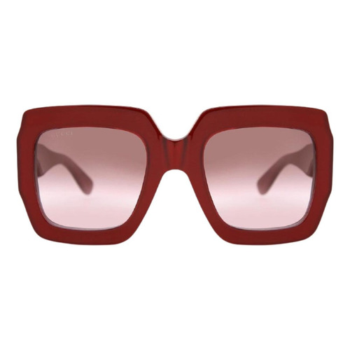 Anteojos de sol Gucci GG0178S con marco de acetato color rojo, lente roja degradada, varilla roja de acetato