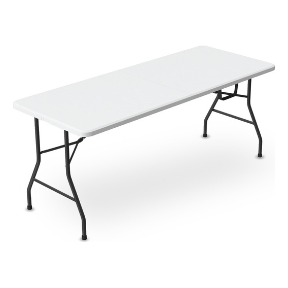 Mesa plegable de exterior tipo portafolio 180cm Cuory de plástico/acero color blanco