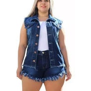 Short Feminino Jeans Curto Desfiado Com Lycra Plus Size