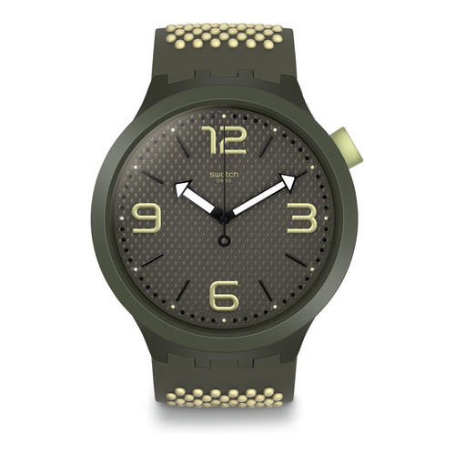 Reloj Swatch Bbblanco So27m102 Color Del Fondo Negro Color De La Correa Verde Musgo Y Beige