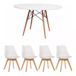 Mesa Eames Redonda 120cm Y 4 Sillas Tulip