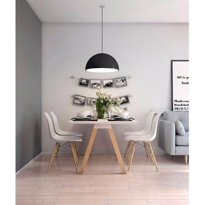 Colgante Media Esfera 40cm Negro Ideal Cocina Apto Led Fz Negro/blanco