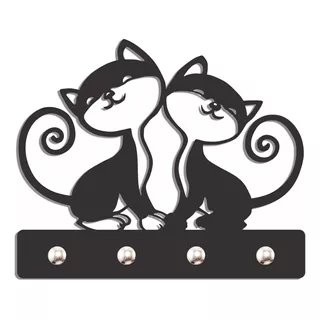 Porta Chaves Criativo Decorativo Mdf Desenho Pet Gato Preto