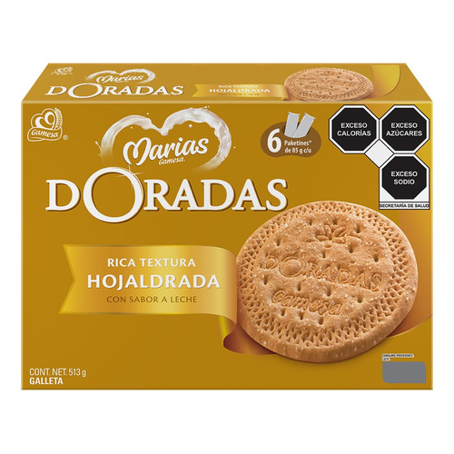 2 Pzs Gamesa Galletas Doradas Marias 513gr