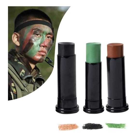 Set 3 Pinturas De Cara Camuflaje Mimetismo Militar Airsoft