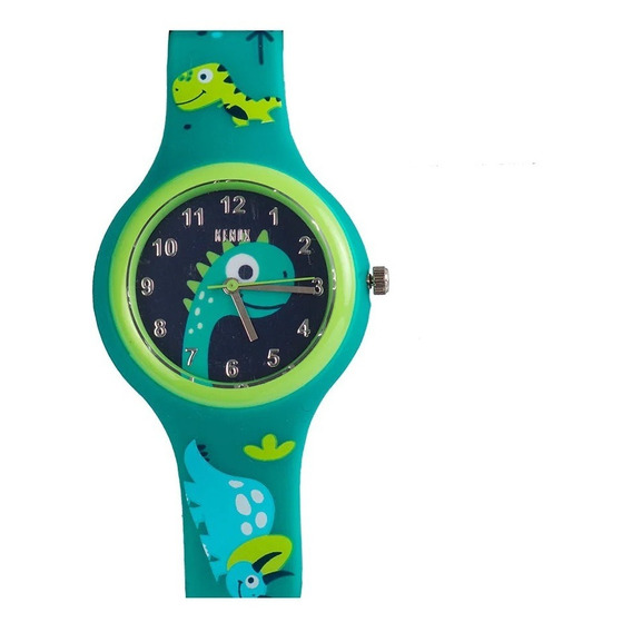 Reloj Niños Diseño Dinosaurios Kenox Color de la correa Verde Color del fondo Azul oscuro
